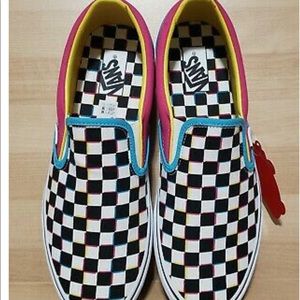 Vans Checkerboard Slip-On Sneakers in Black, White, Pink, Yellow, Blue